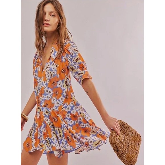 Free People Dresses & Skirts - Free People Sugar Crush Mini Dress in Cobalt Small Cottage Core Grandma Core
